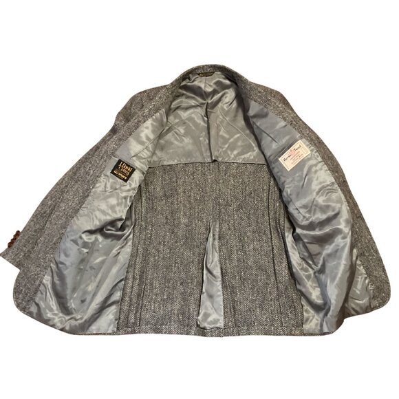 Vtg Harris Tweed Sport Coat Sz 44XXL Black Gray Handwoven 100% Scottish Wool - Picture 4 of 9